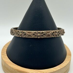 Vintage Bronze Floral Bangle Bracelet